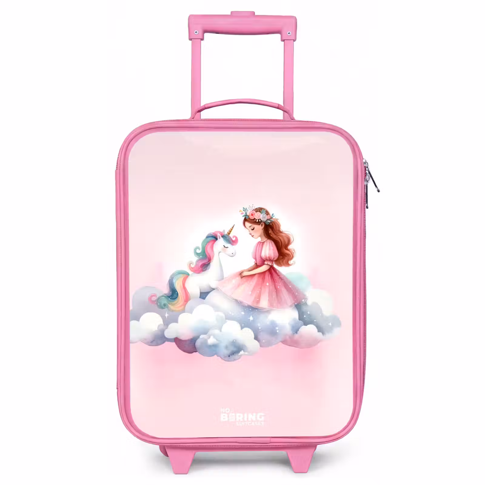 Children's suitcase - Pink - Princess and unicorn on a cloud — 1