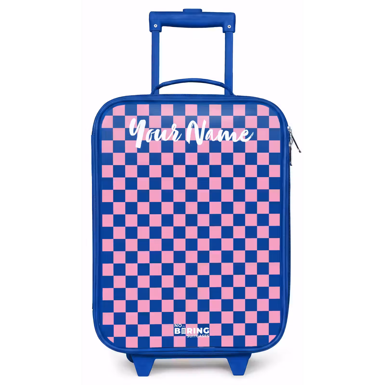 Children's suitcase with name - Blue - Cubes - Blue - Pink — 1