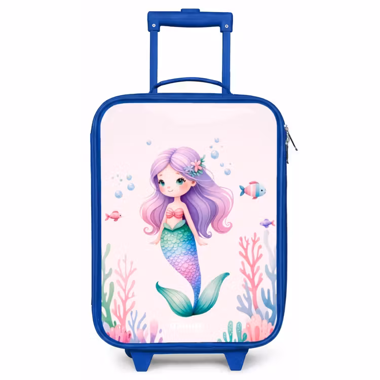 Children's suitcase - Blue - Mermaid surrounded by fish and coral — 1