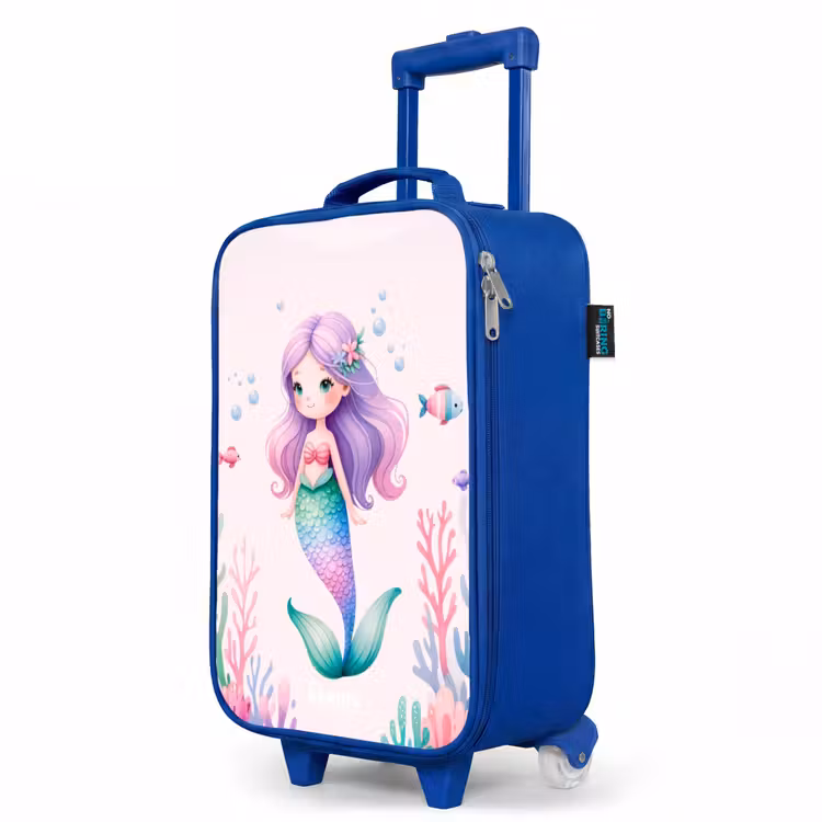 Children's suitcase - Blue - Mermaid surrounded by fish and coral — 5