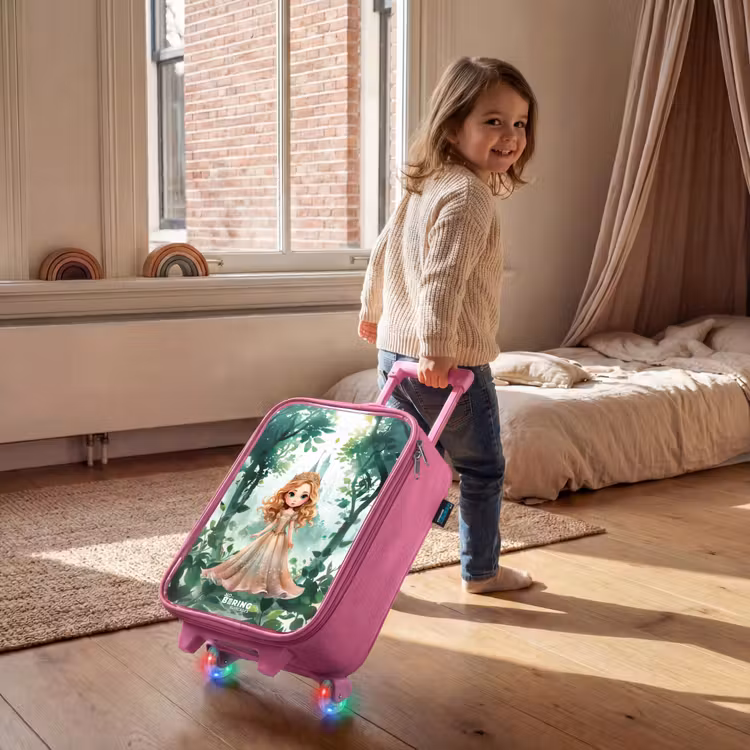 Children's suitcase - Pink - Girl with blond hair in the forest — 2