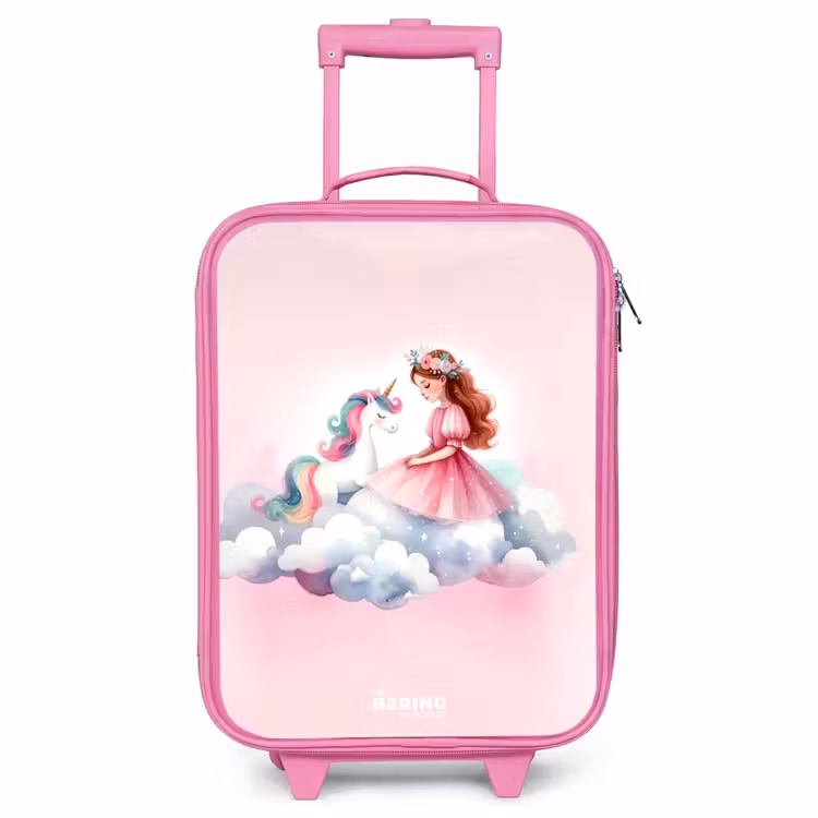 Children's suitcase - Pink - Princess and unicorn on a cloud — 1