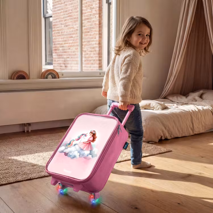 Children's suitcase - Pink - Princess and unicorn on a cloud — 2