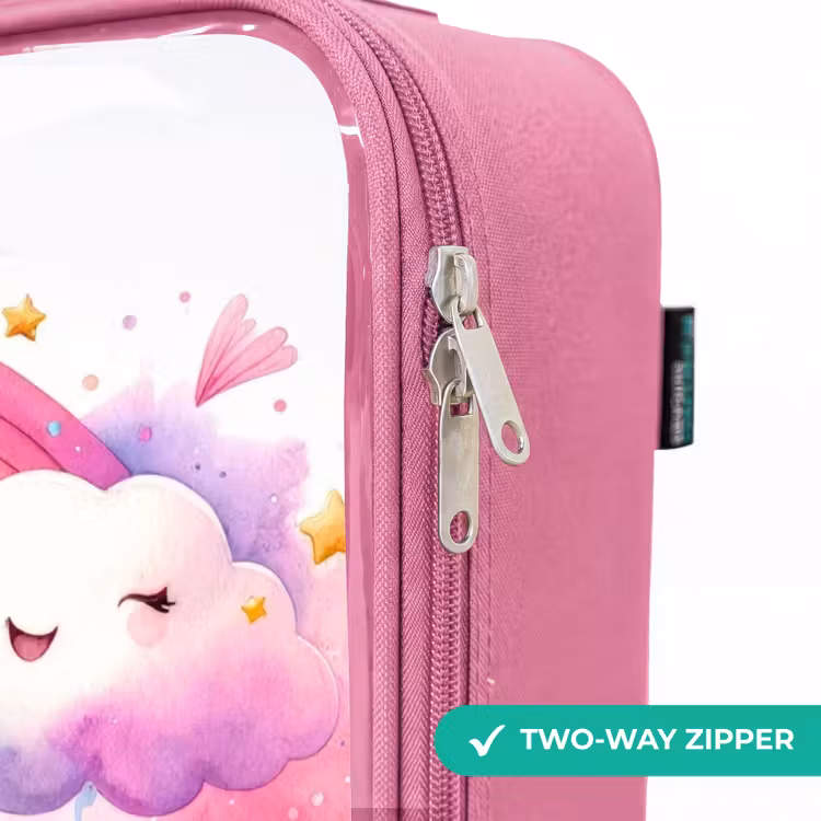 Children's suitcase - Pink - Princess on a unicorn by a rainbow — 4