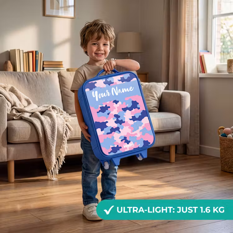 Children's suitcase with name - Blue - Camouflage - Pink - Blue — 3