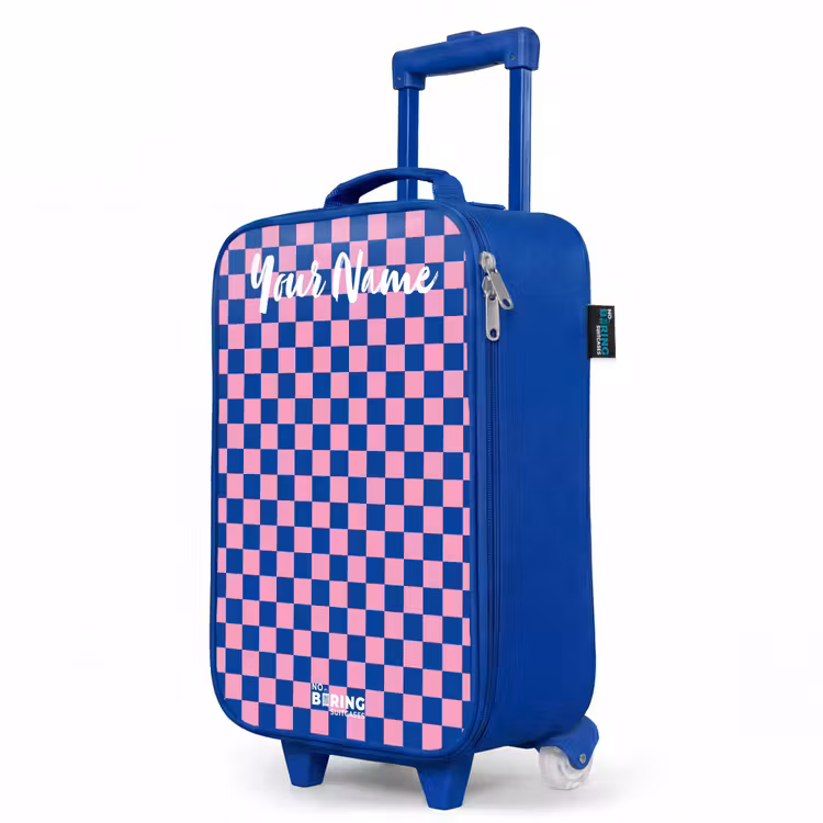 Children's suitcase with name - Blue - Cubes - Blue - Pink — 5