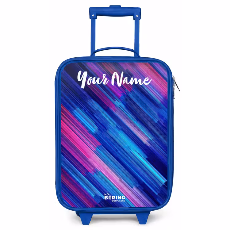 Children's suitcase with name - Blue - Neon - Stripes - Abstract - Blue - Pink — 1