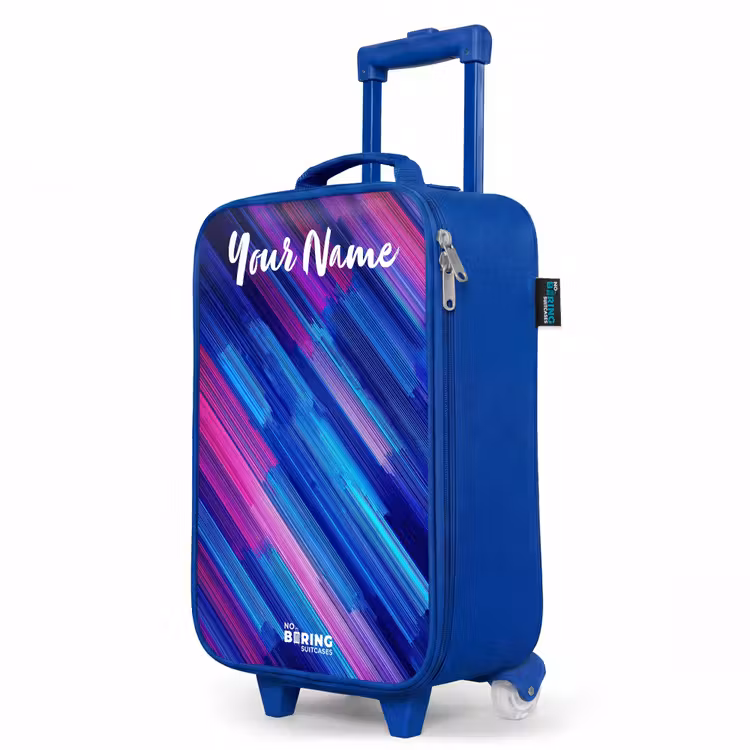 Children's suitcase with name - Blue - Neon - Stripes - Abstract - Blue - Pink — 5