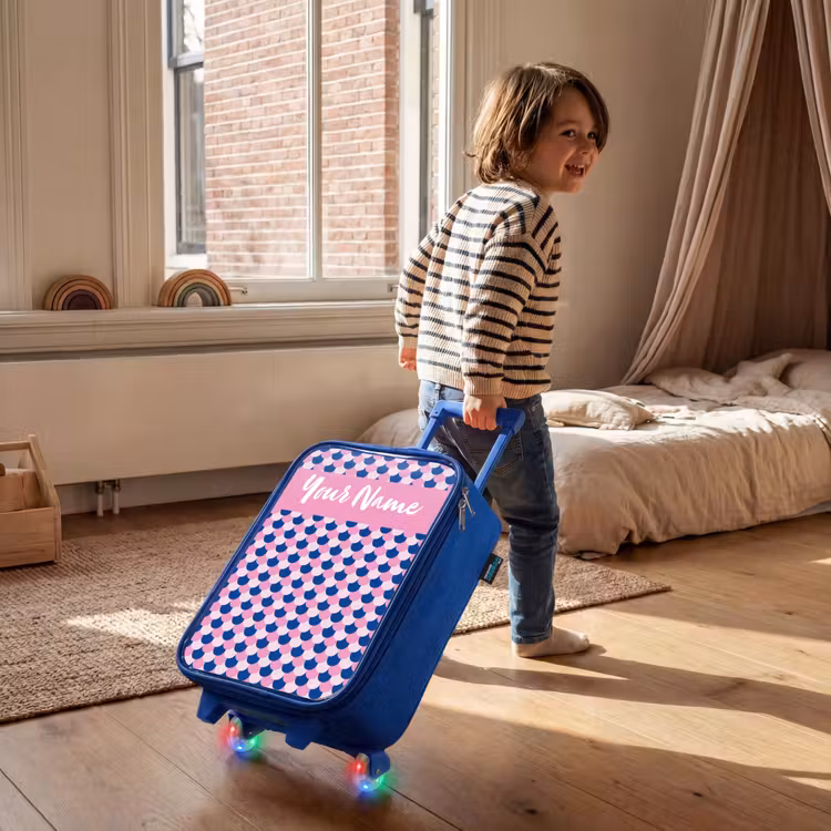 Children's suitcase with name - Blue - Scales - Pattern - Blue - Pink — 2