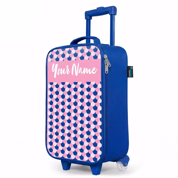 Children's suitcase with name - Blue - Scales - Pattern - Blue - Pink — 5