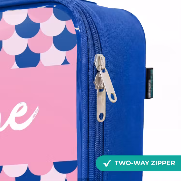 Children's suitcase with name - Blue - Scales - Pattern - Blue - Pink — 6