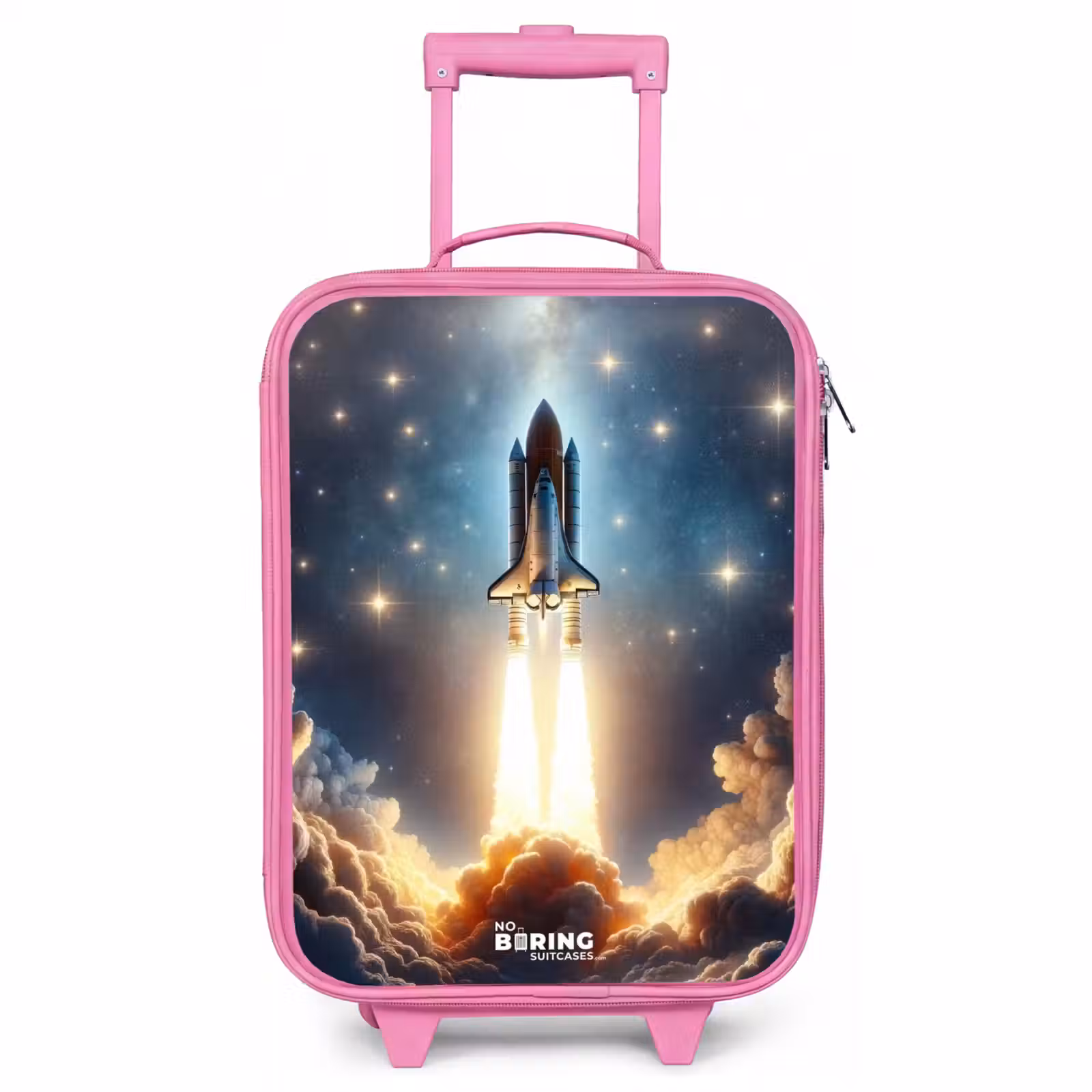 Children's suitcase - Pink - Spaceship taking off among the stars — 1