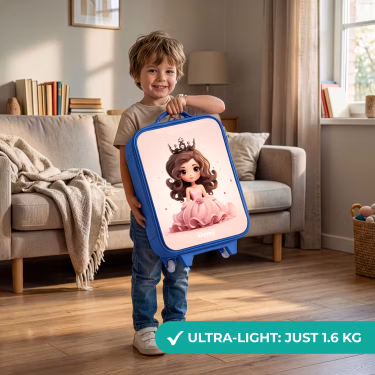Children's suitcase - Blue - Princess in a pink dress with crown — 3