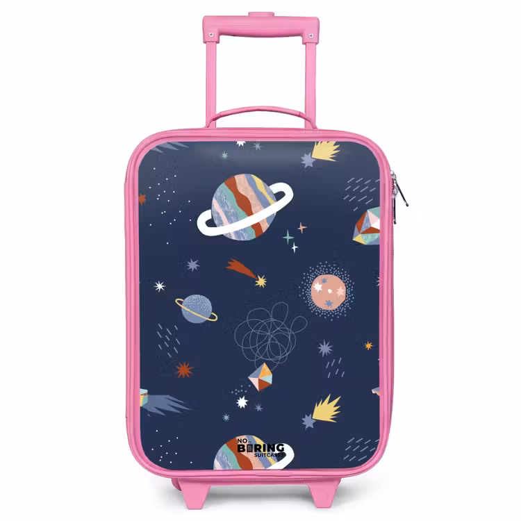 Children's suitcase - Pink - colorful planets on a dark background — 1