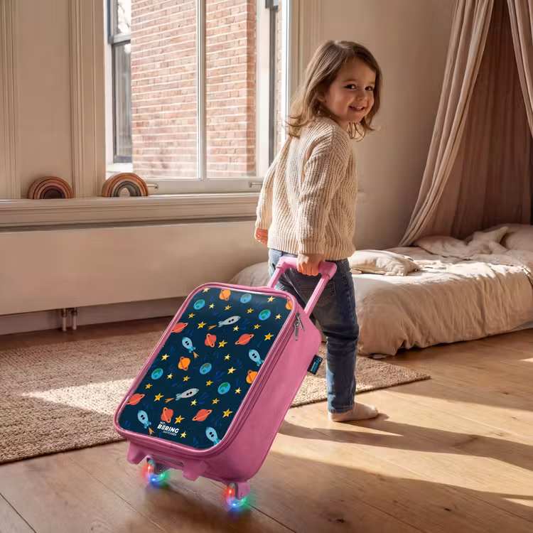 Children's suitcase - Pink - Pattern of rockets and planets — 2