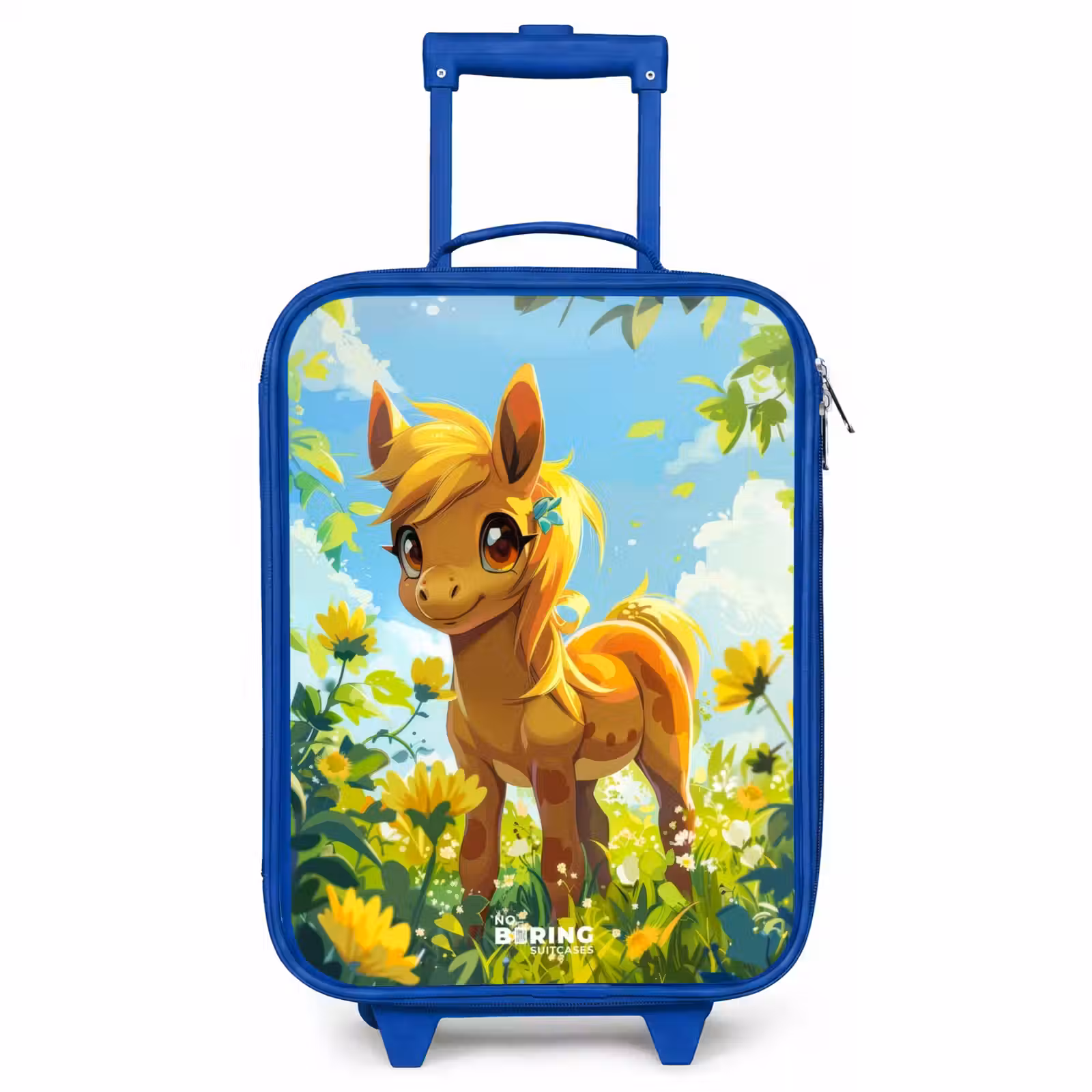 Children's suitcase - Blue - Brown bangs among yellow flowers — 1