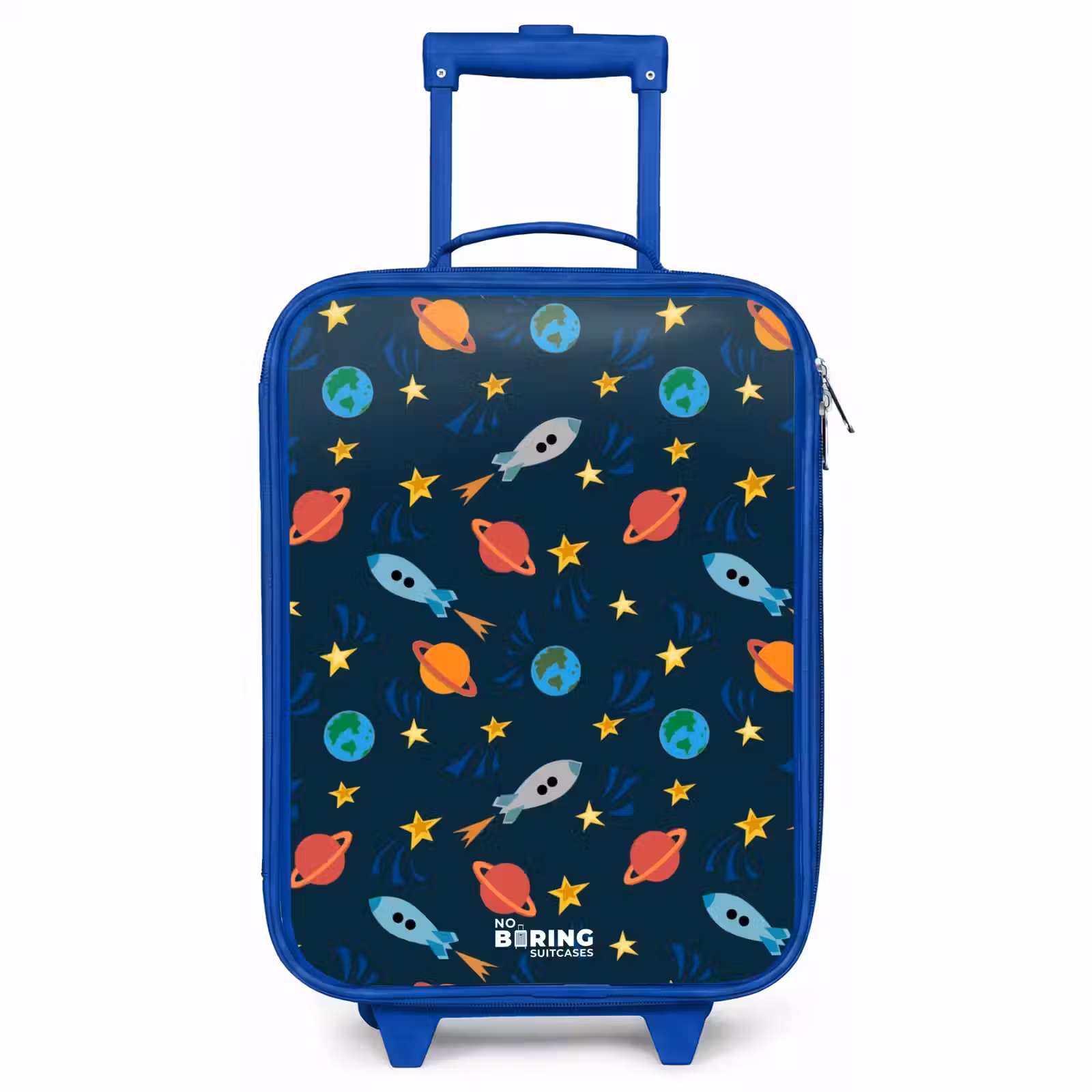 Children's suitcase - Blue - Pattern of rockets and planets — 1