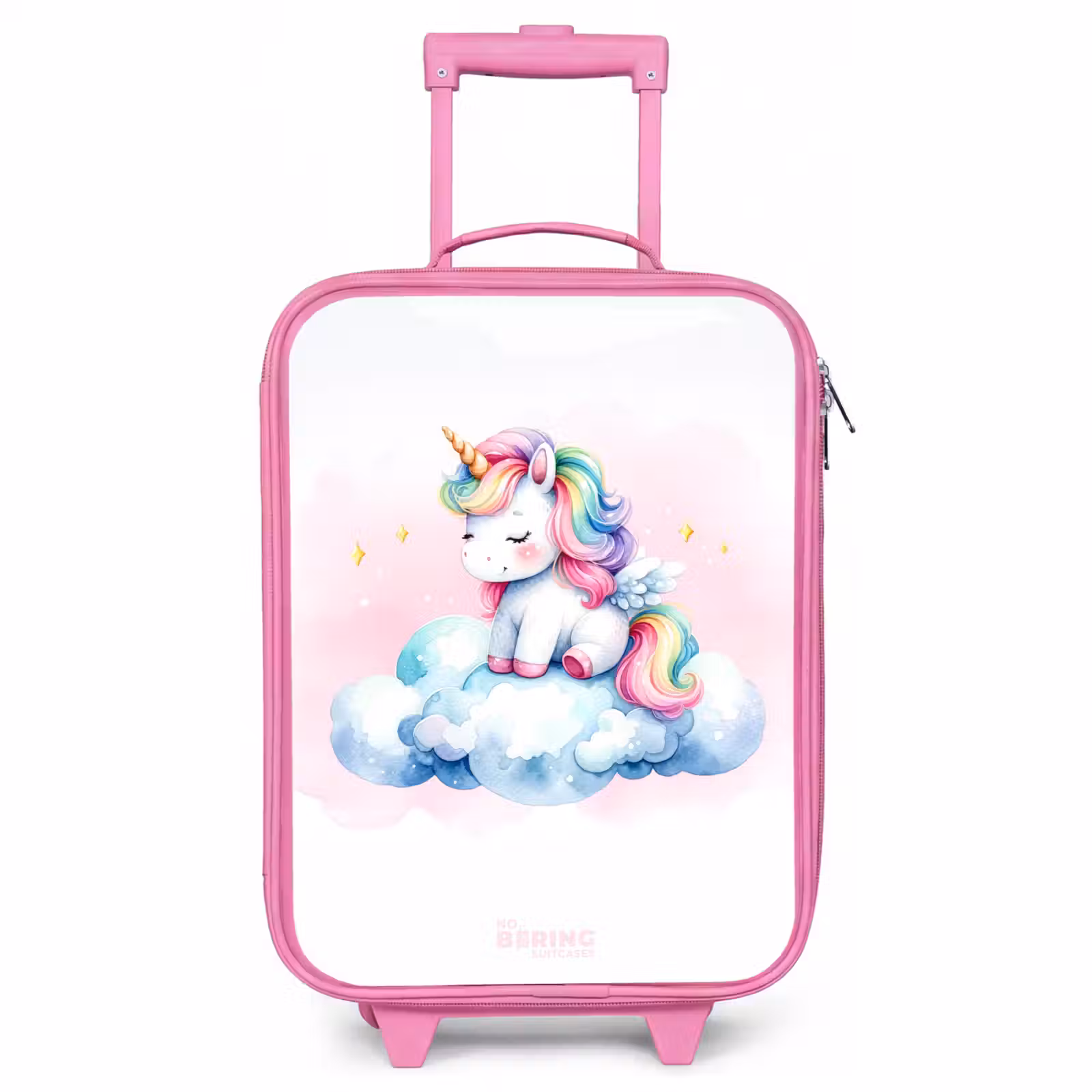 Children's suitcase - Pink - Unicorn with rainbow mane on a cloud — 1