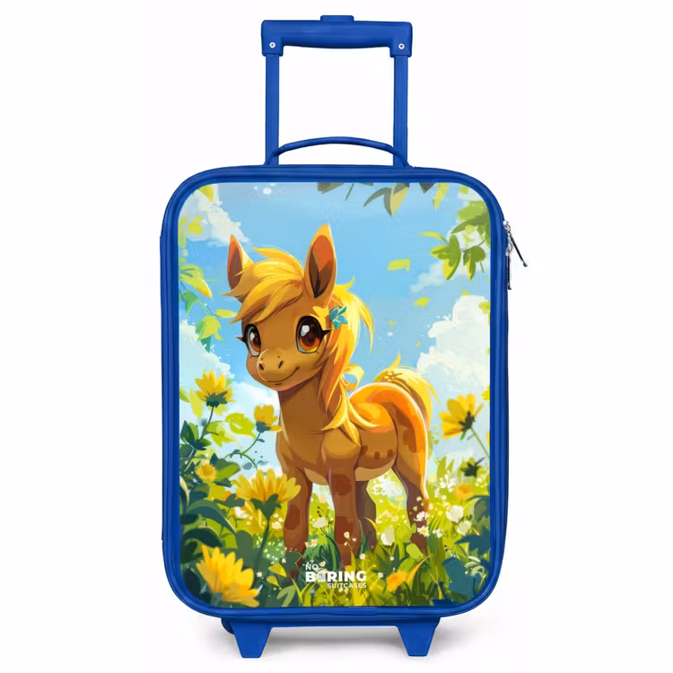 Children's suitcase - Blue - Brown bangs among yellow flowers — 1