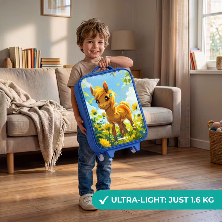 Children's suitcase - Blue - Brown bangs among yellow flowers — 3
