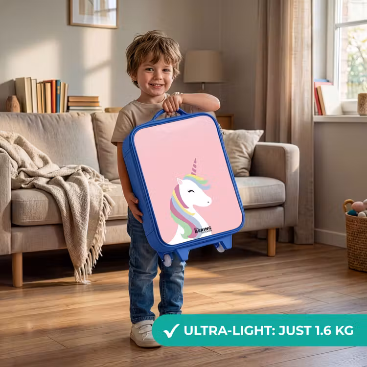 Children's suitcase - Blue - Cartoon unicorn with rainbow mane — 3