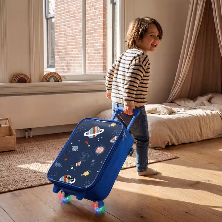 Children's suitcase - Blue - colorful planets on a dark background — 2