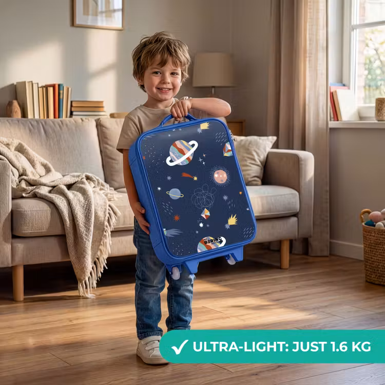 Children's suitcase - Blue - colorful planets on a dark background — 3