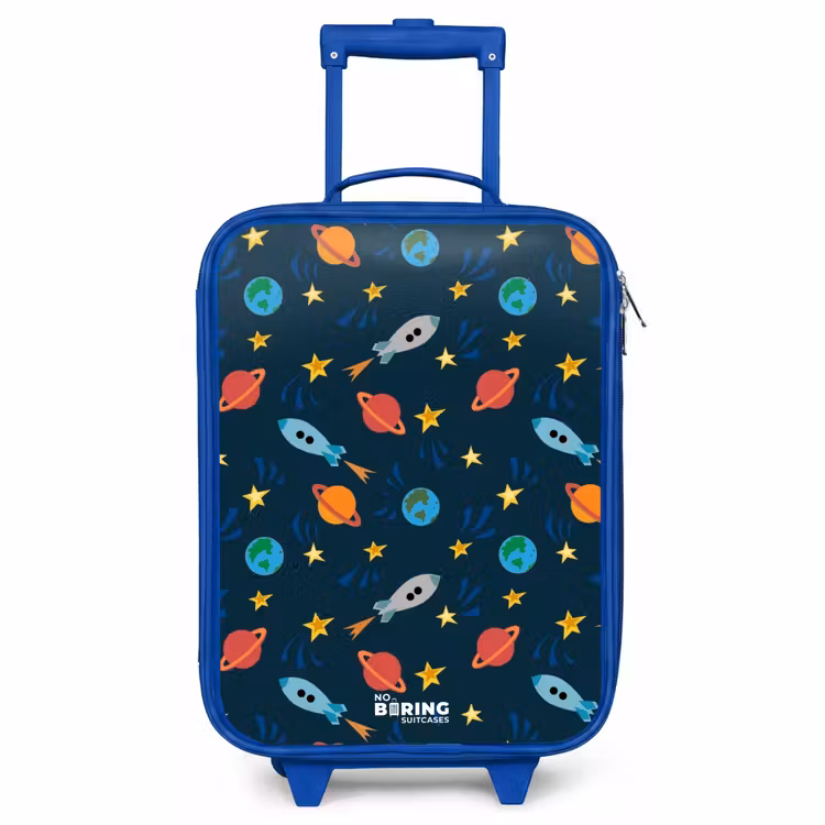 Children's suitcase - Blue - Pattern of rockets and planets — 1