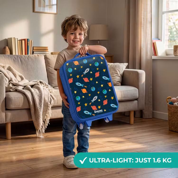 Children's suitcase - Blue - Pattern of rockets and planets — 3