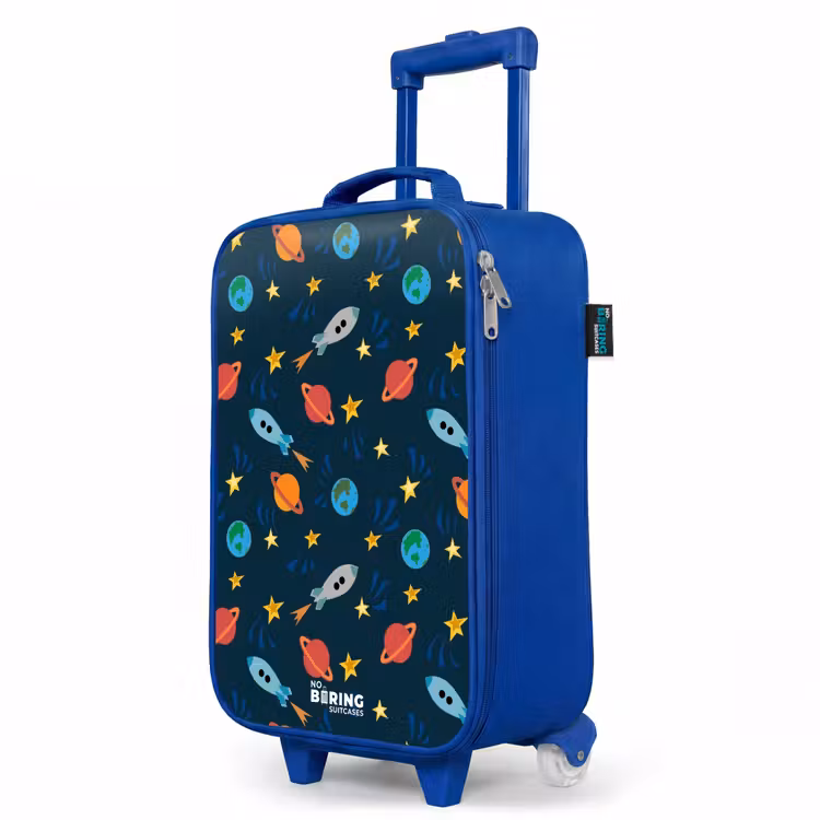 Children's suitcase - Blue - Pattern of rockets and planets — 5