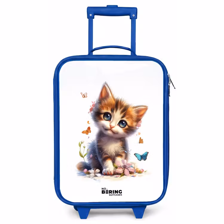 Children's suitcase - Blue - Portrait of a kitten surrounded by butterflies — 1
