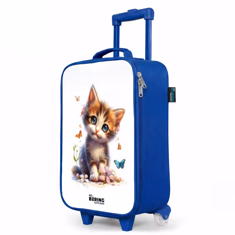 Children's suitcase - Blue - Portrait of a kitten surrounded by butterflies — 5