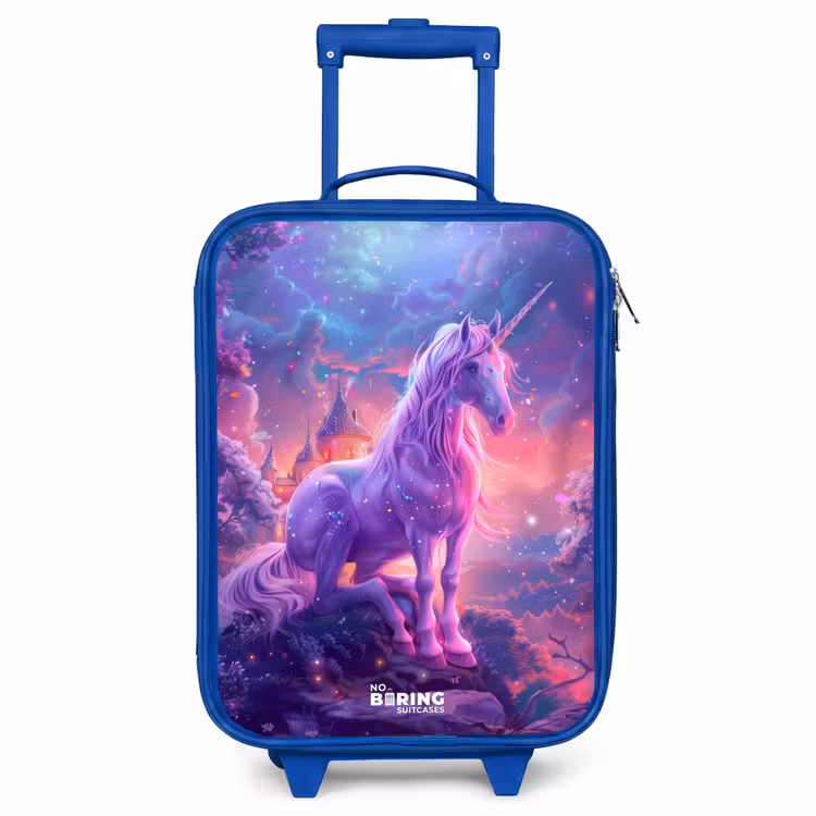 Children's suitcase - Blue - Purple Unicorn in Magical Environment — 1