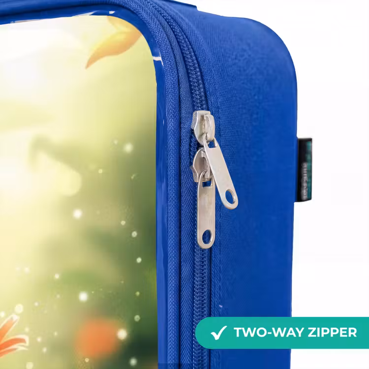 Children's suitcase - Blue - Side view of a rabbit with red flower — 6