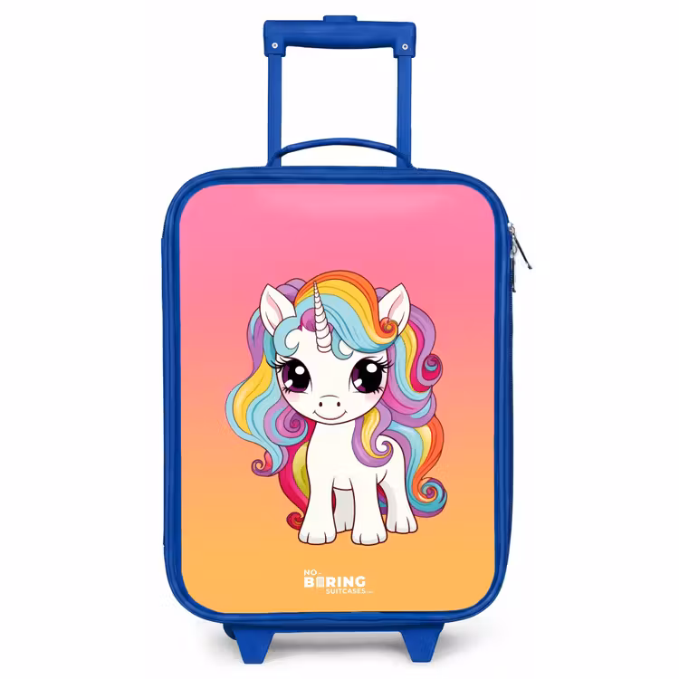 Children's suitcase - Blue - Small unicorn with rainbow colors — 1