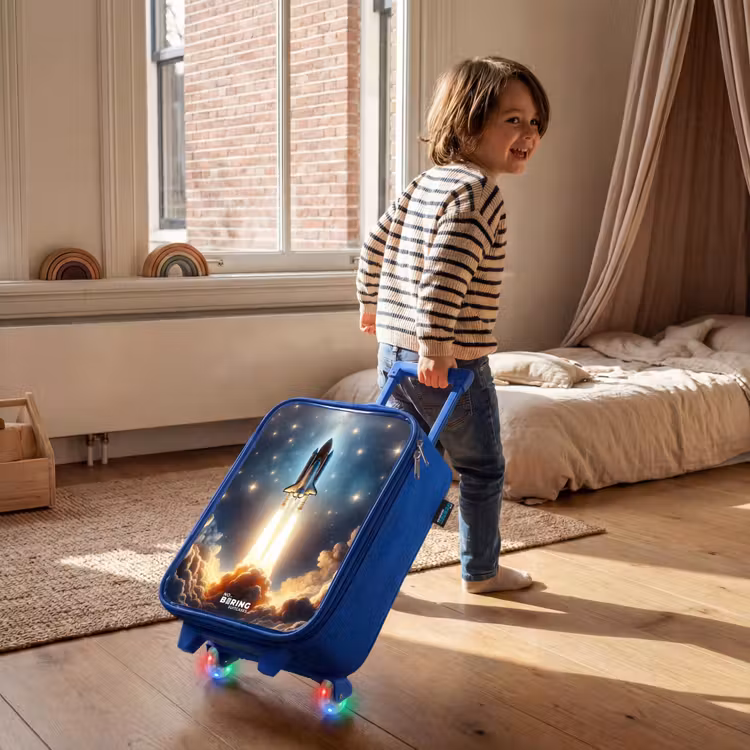 Children's suitcase - Blue - Spaceship taking off among the stars — 2