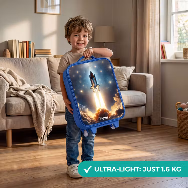 Children's suitcase - Blue - Spaceship taking off among the stars — 3