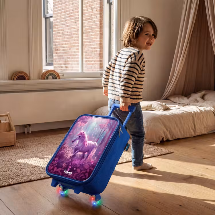 Children's suitcase - Blue - Unicorn Surrounded by Purple Nature — 2