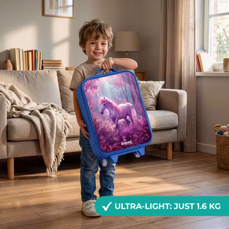 Children's suitcase - Blue - Unicorn Surrounded by Purple Nature — 3