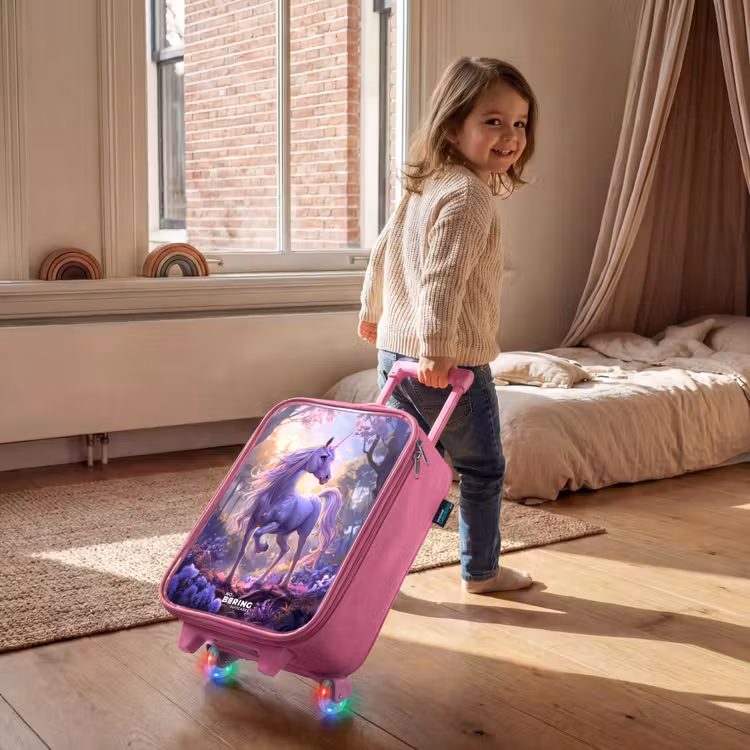 Children's suitcase - Pink - Portrait of a Unicorn among Purple Flowers — 2