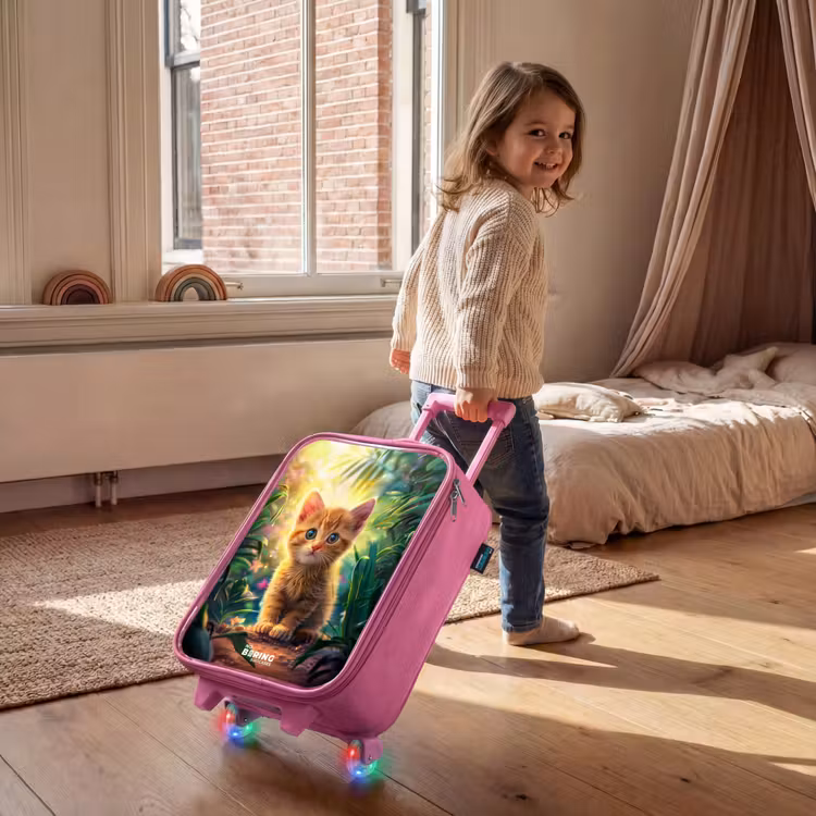 Children's suitcase - Pink - Red kitte in green nature — 2
