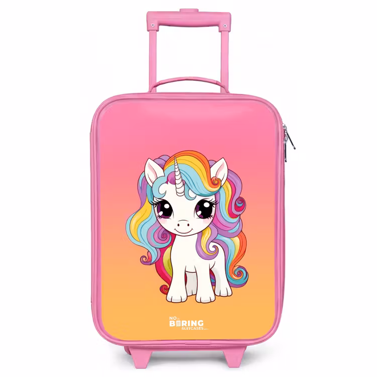 Children's suitcase - Pink - Small unicorn with rainbow colors — 1