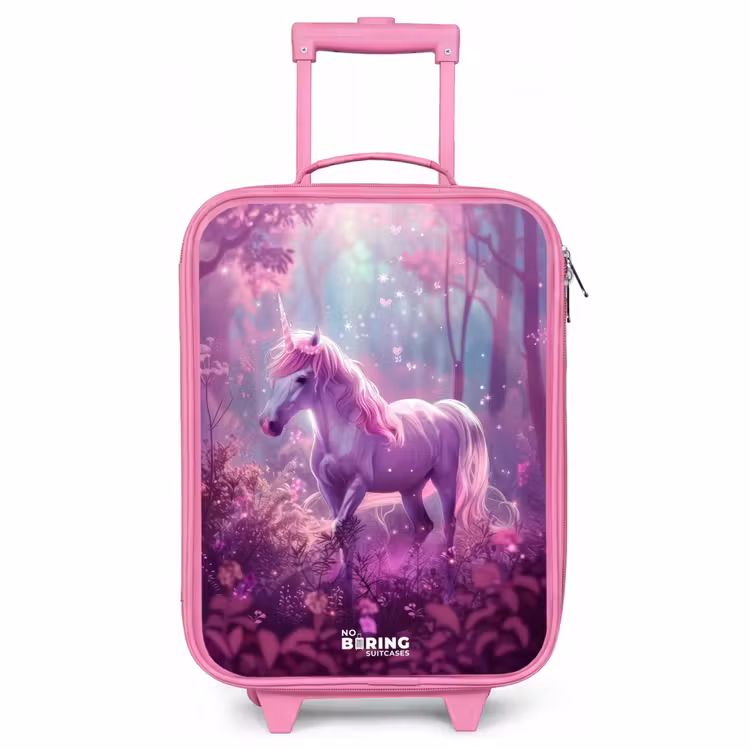 Children's suitcase - Pink - Unicorn Surrounded by Purple Nature — 1