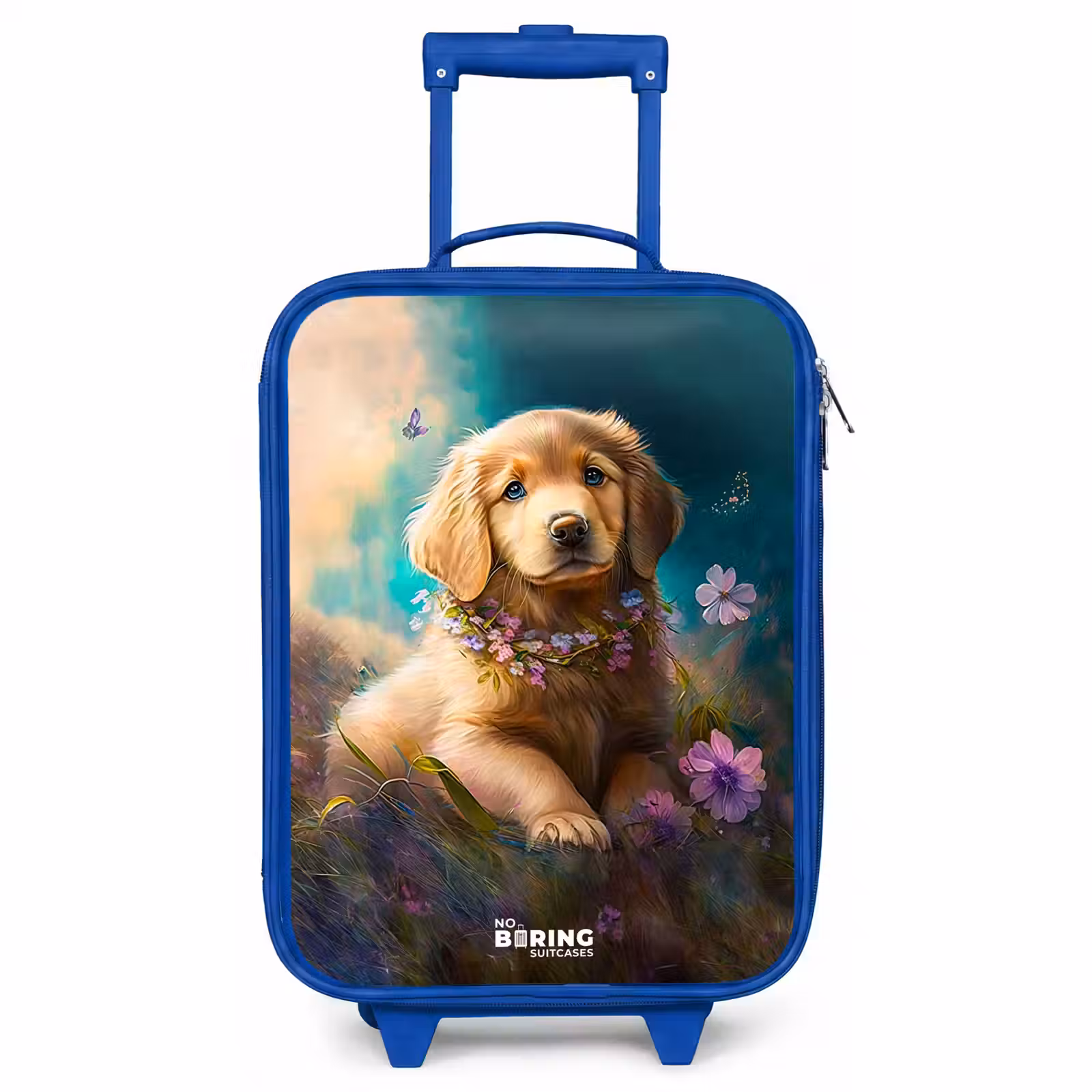 Children's suitcase - Blue - Golden puppy in the grass — 1
