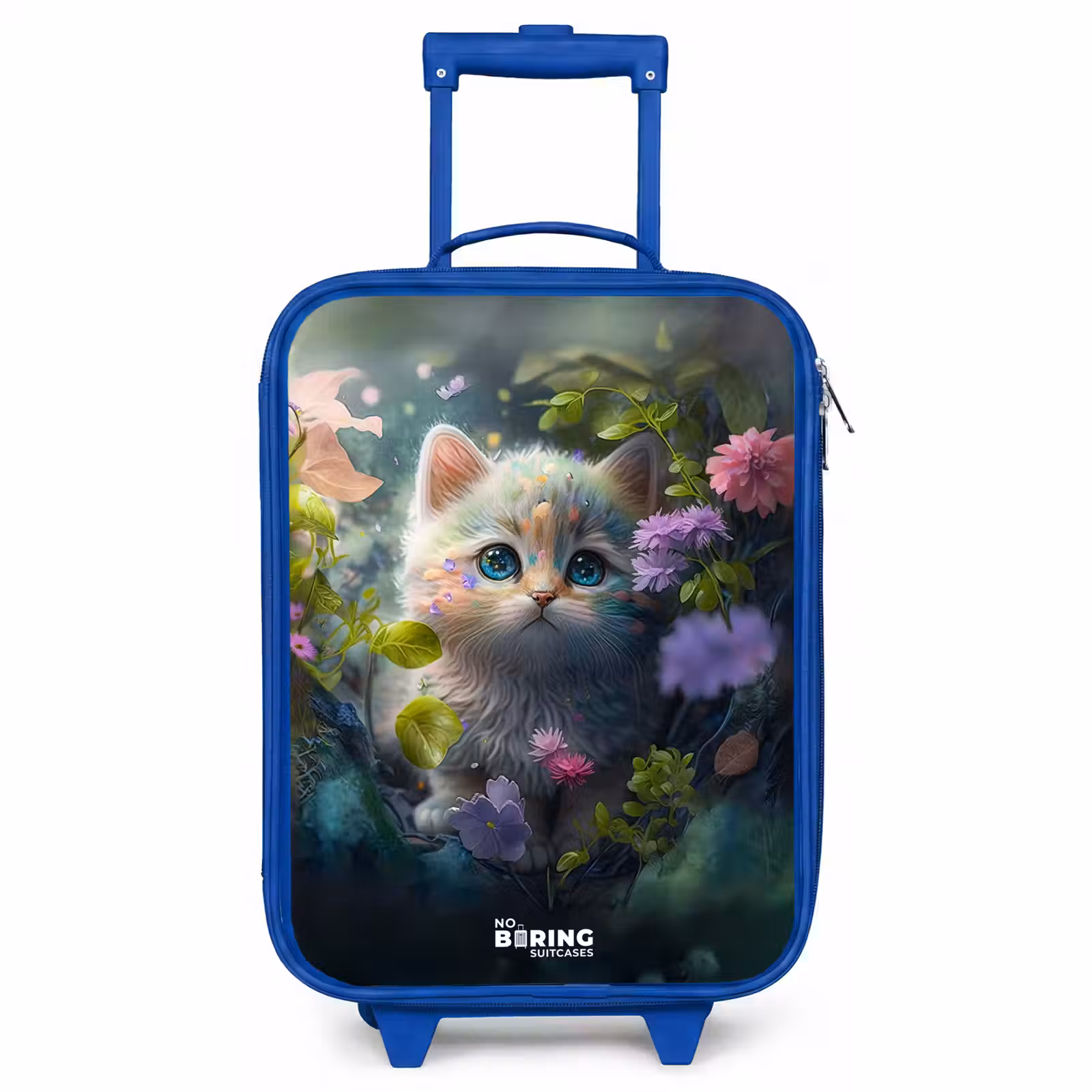 Children's suitcase - Blue - Kitten hiding behind flowers — 1