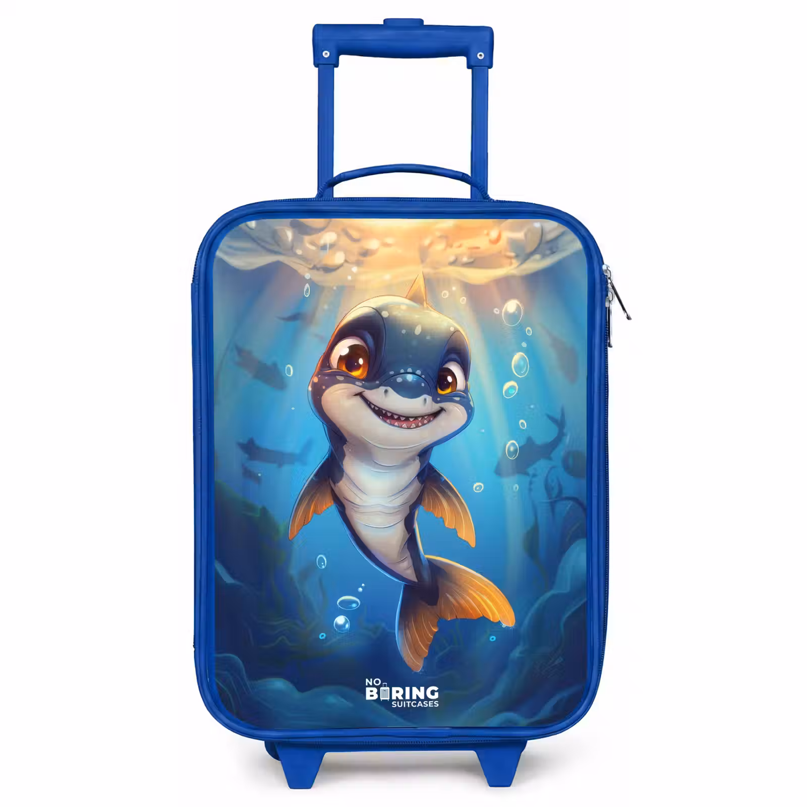 Children's suitcase - Blue - Shark with face in the water — 1