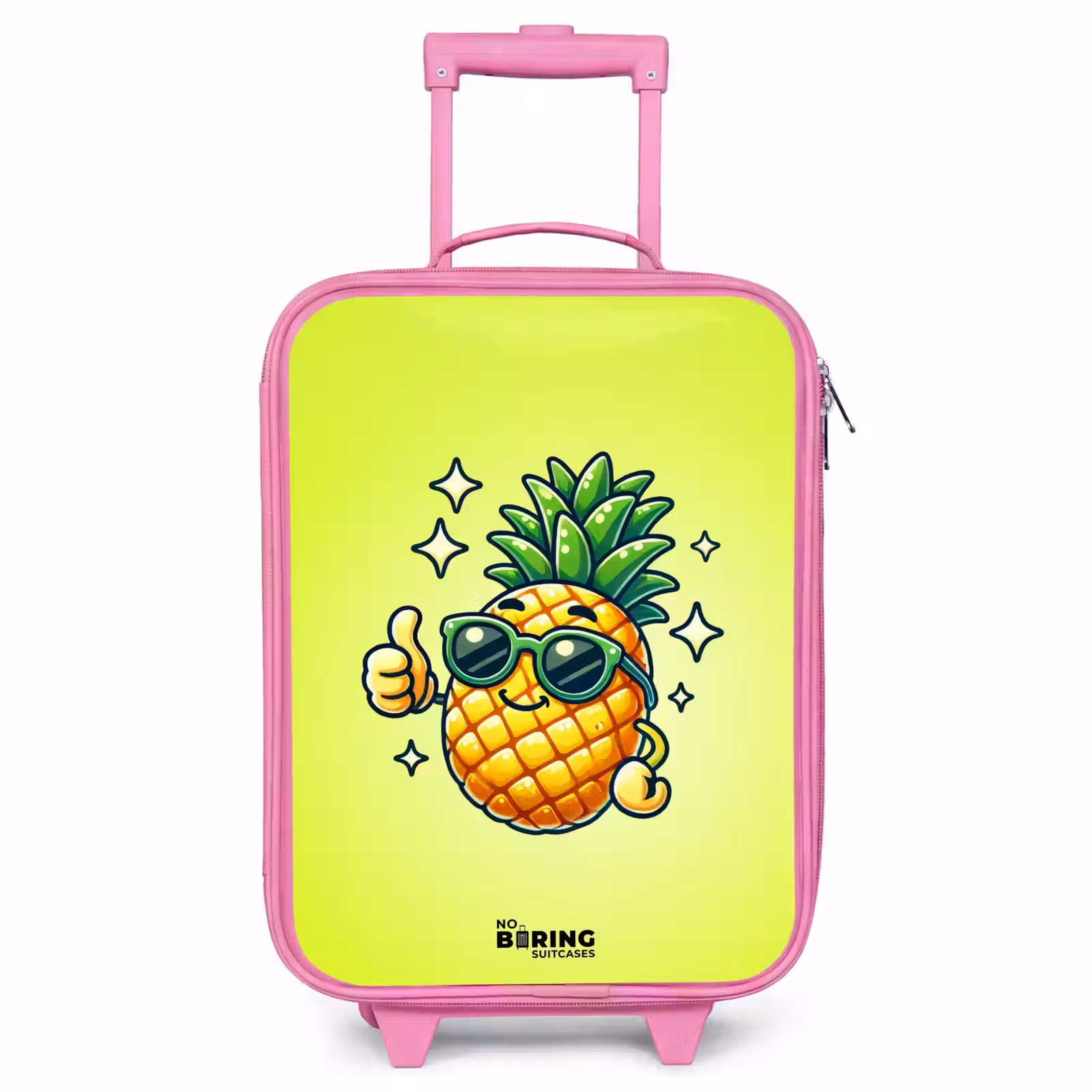 Children's suitcase - Pink - Happy pineapple with green background — 1