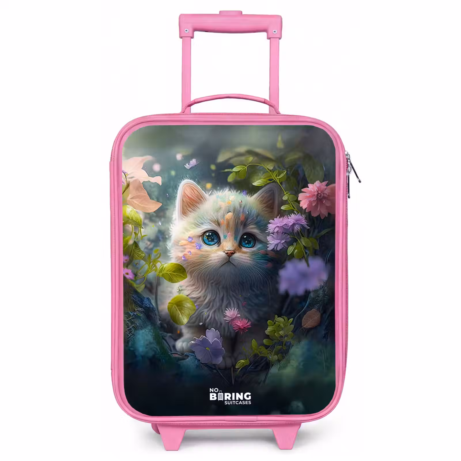Children's suitcase - Pink - Kitten hiding behind flowers — 1