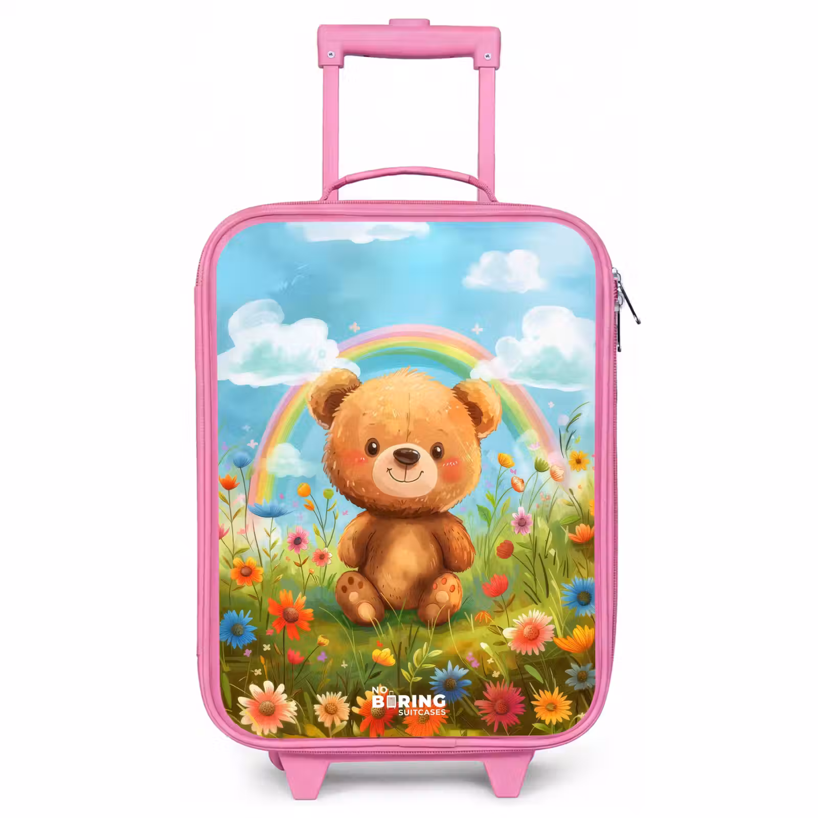 Children's suitcase - Pink - Teddy bear among flowers — 1