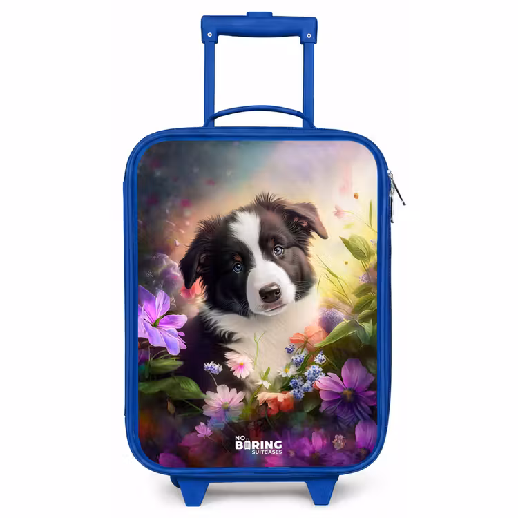 Children's suitcase - Blue - Blue-eyed dog in a field — 1
